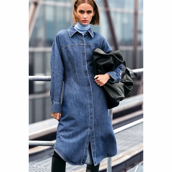 COS Dresses & Skirts - NWT COS Oversized Waisted Denim Shirt Dress Midi Length Size 8